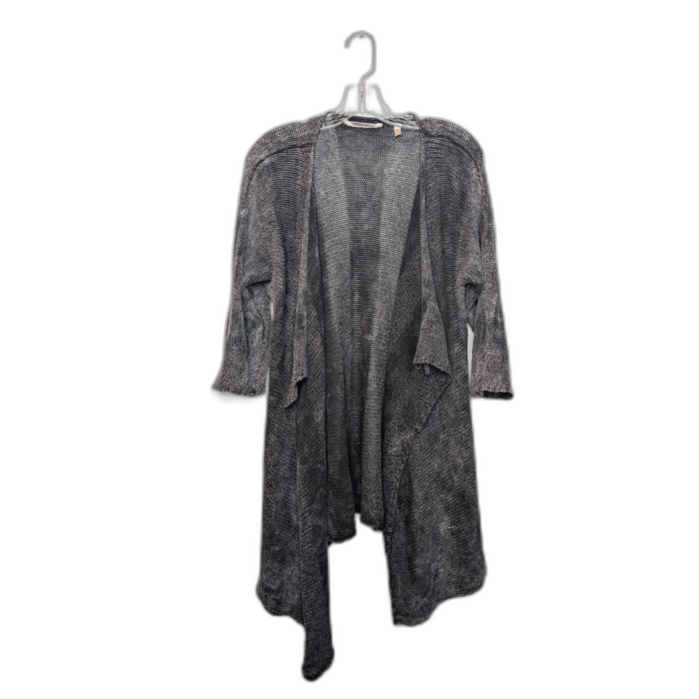 Soft Surroundings Women's Open Front Cardigan Sz SM Petite Black Grey Casual